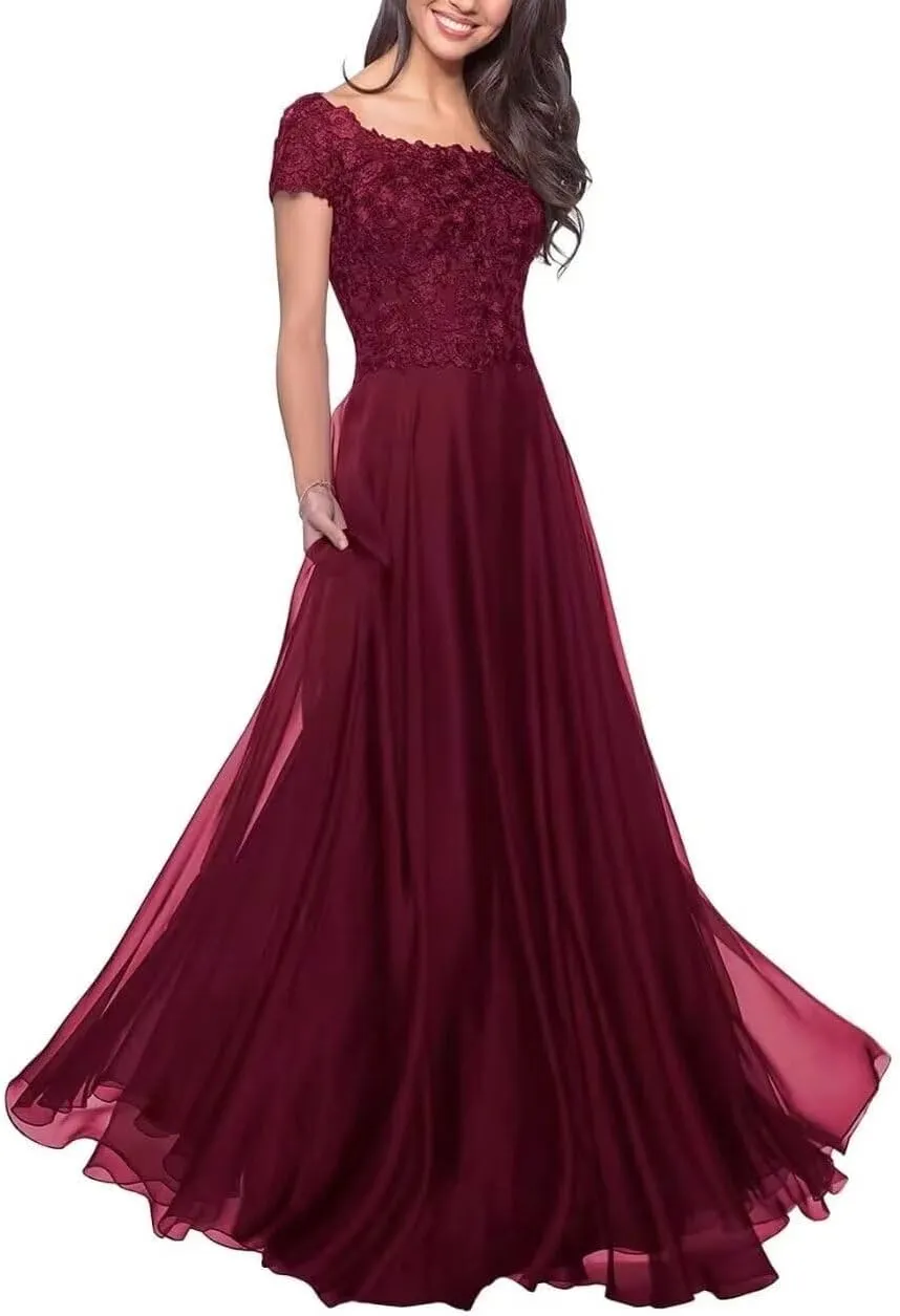Short Sleeve Mother of The Bride Dress for Wedding Women's Mother of The Groom Dress Long Formal Evening Prom Gowns