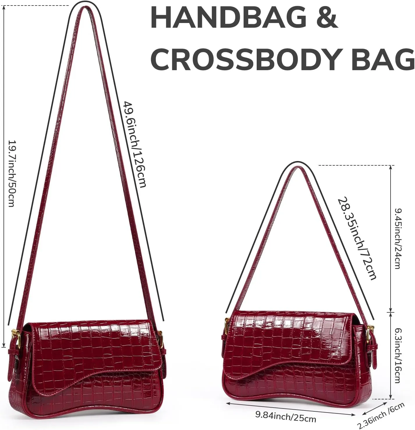 Sightor Shoulder Bag for Women, PU Leather Crossbody Bag Clutch Purse with 2 Adjustable Straps Hobo Bag Y2K Trendy Saddle Bag