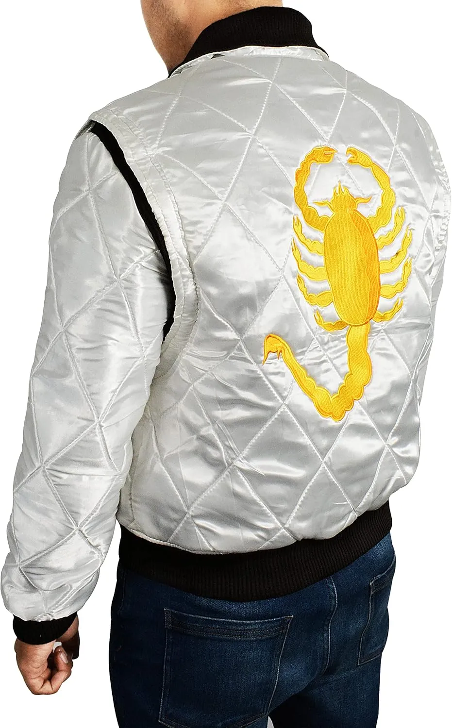 SKY-SELLER Mens Motorcycle Driver Gosling Scorpio Logo Bomber Satin Jacket - Lightweight Jacket For Men