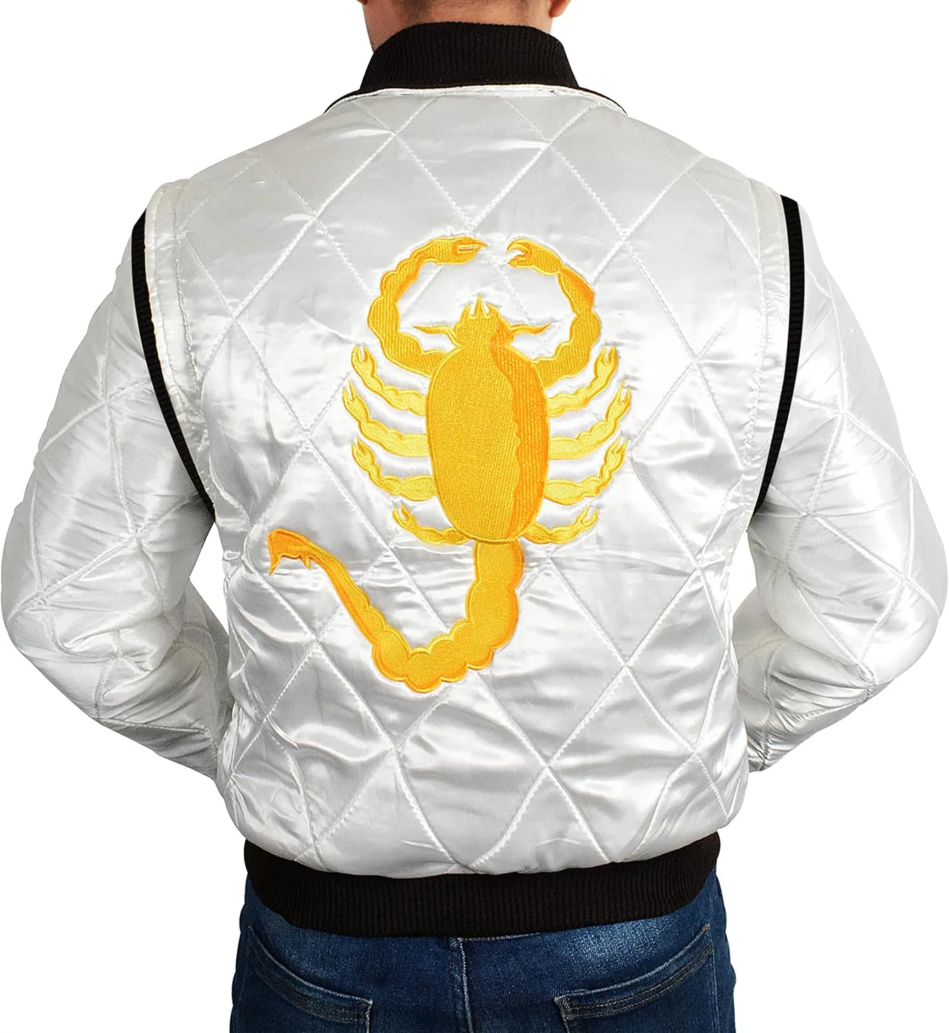 SKY-SELLER Mens Motorcycle Driver Gosling Scorpio Logo Bomber Satin Jacket - Lightweight Jacket For Men