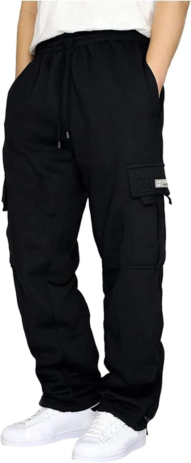 Slim Fit Cargo Pants for Men Baggy Sweatpants Plus Size Drawstring Straight Leg Work Pants with Pockets