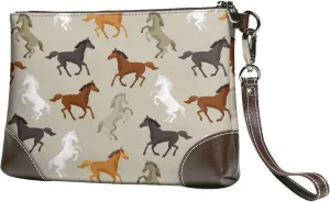 Small Clutch Purses for Women - Modern Cool Horse Leather Wristlet Wallets for Women with Wrist Strap