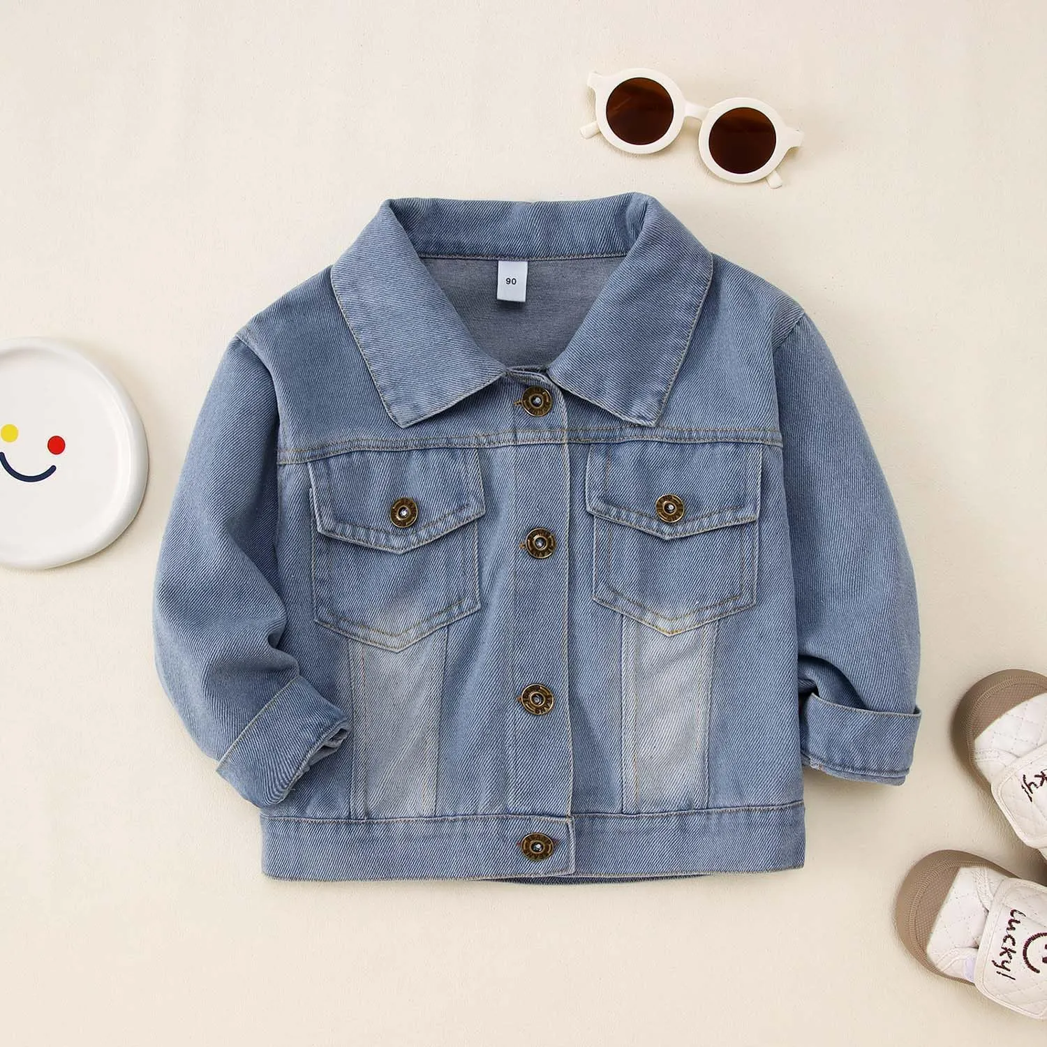 SOFEON Toddler Baby Boy Girls Denim Jacket Button Down Basic Ripped Hoodie Jeans Coat Kid Cowboy Outwear Casual Clothes