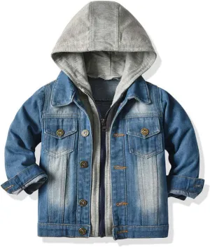 SOFEON Toddler Baby Boy Girls Denim Jacket Button Down Basic Ripped Hoodie Jeans Coat Kid Cowboy Outwear Casual Clothes
