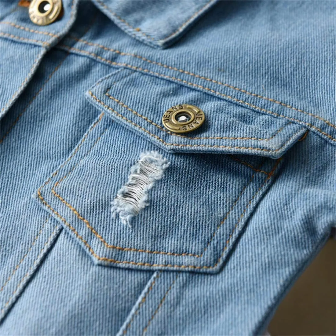 SOFEON Toddler Baby Boy Girls Denim Jacket Button Down Basic Ripped Hoodie Jeans Coat Kid Cowboy Outwear Casual Clothes