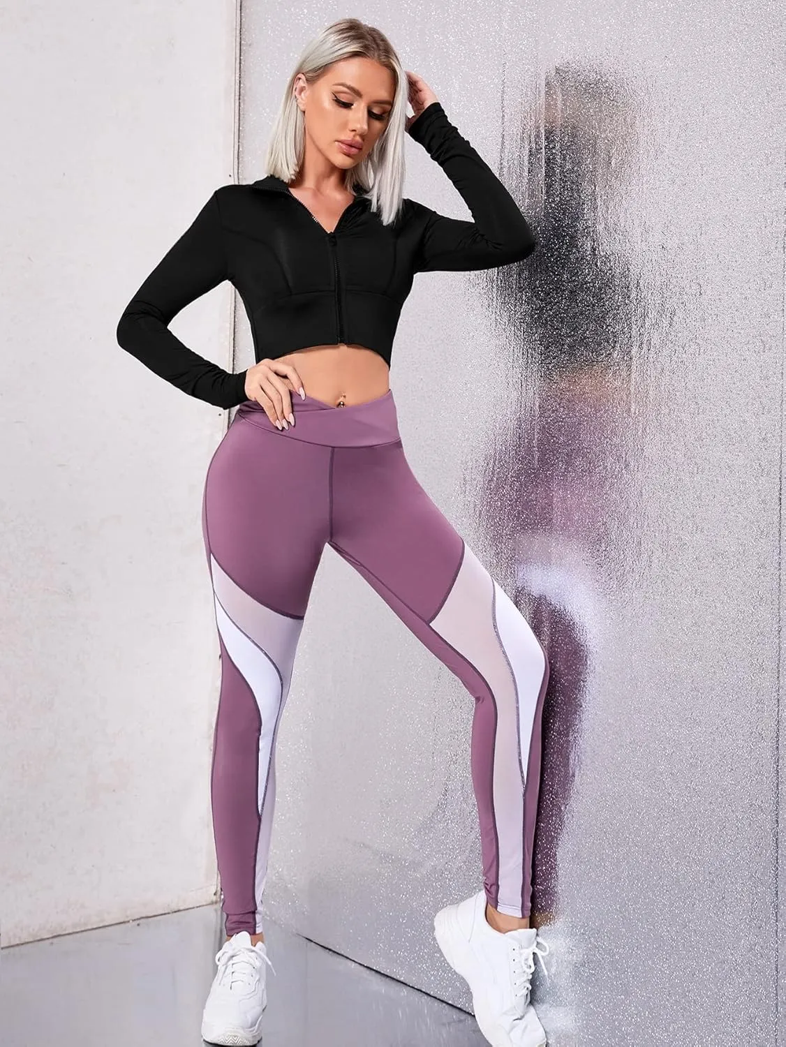 SOLY HUX Women's Lightweight Full Zip Athletic Long Sleeve Crop Running Workout Yoga Sportwear Jacket