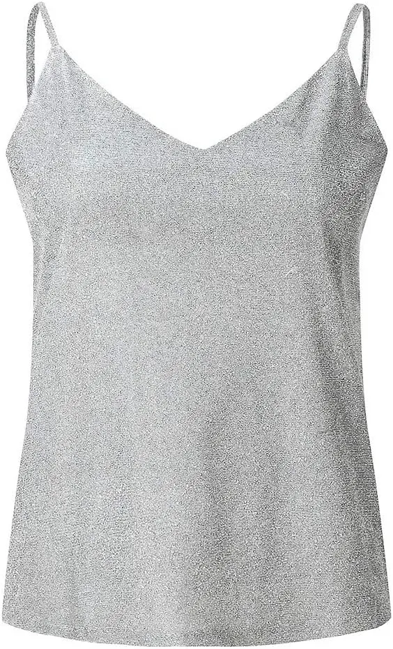 Sparkly Tops for Women Sequined Sling Tanks Top Sexy Off The Shoulder Vest Shirts Shiny Plus Size Loose Camisole Tees