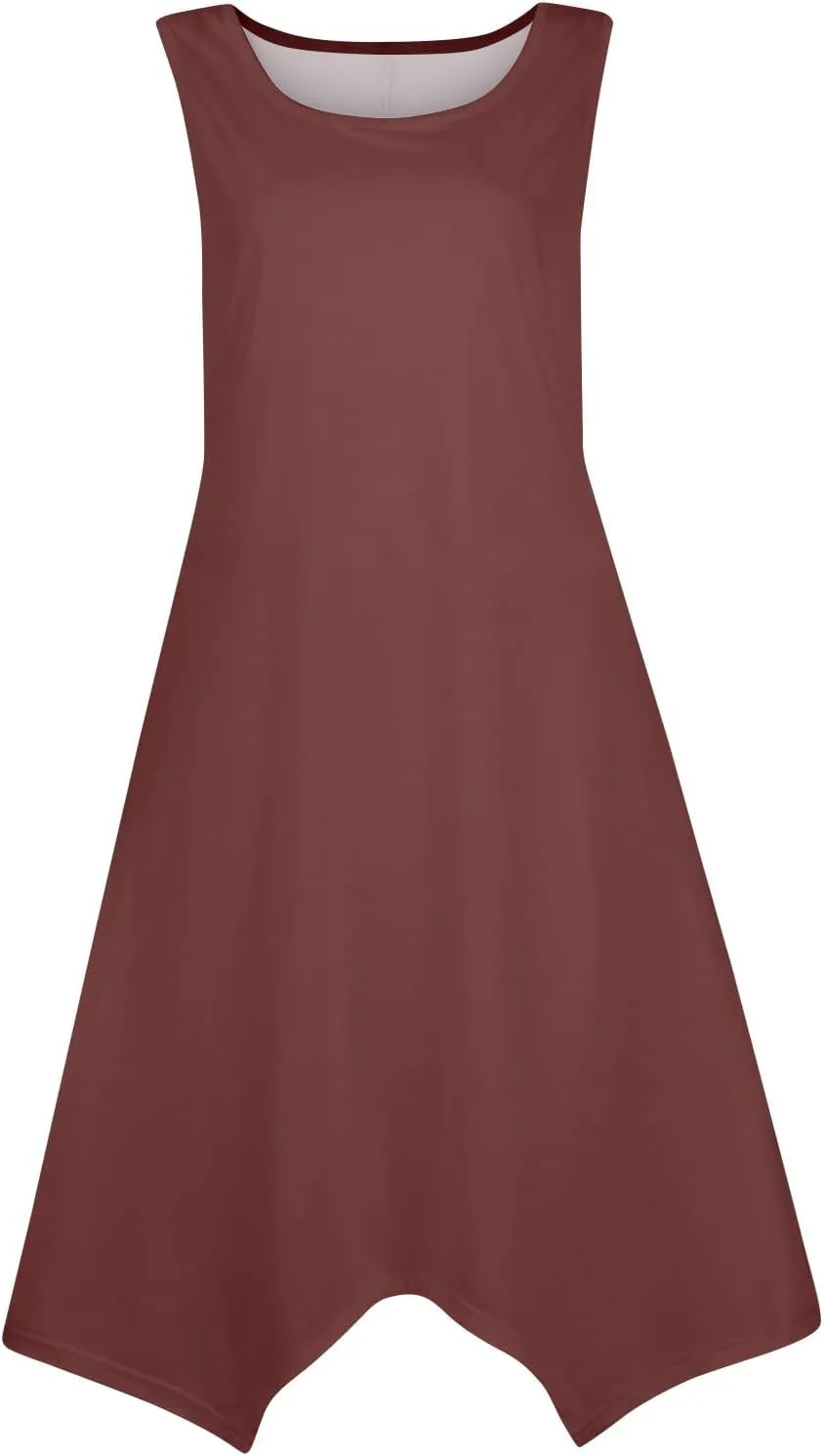 Summer Dresses for Women 2025 Casual Loose Sleeveless Crewneck Sundresses Trendy Solid Color Flowy Hem Tank Dress
