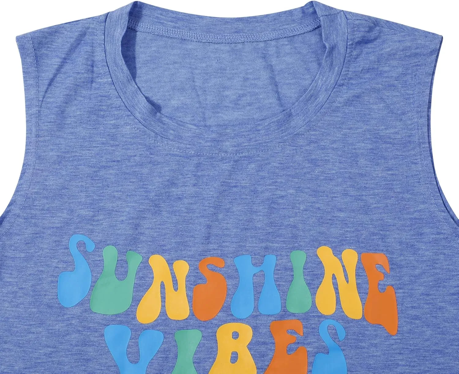 Sunshine Vibes Letter Print Vest T Shirt Women's Summer Sleeveless Graphic Tank Tops Casual Loose Workout Tees
