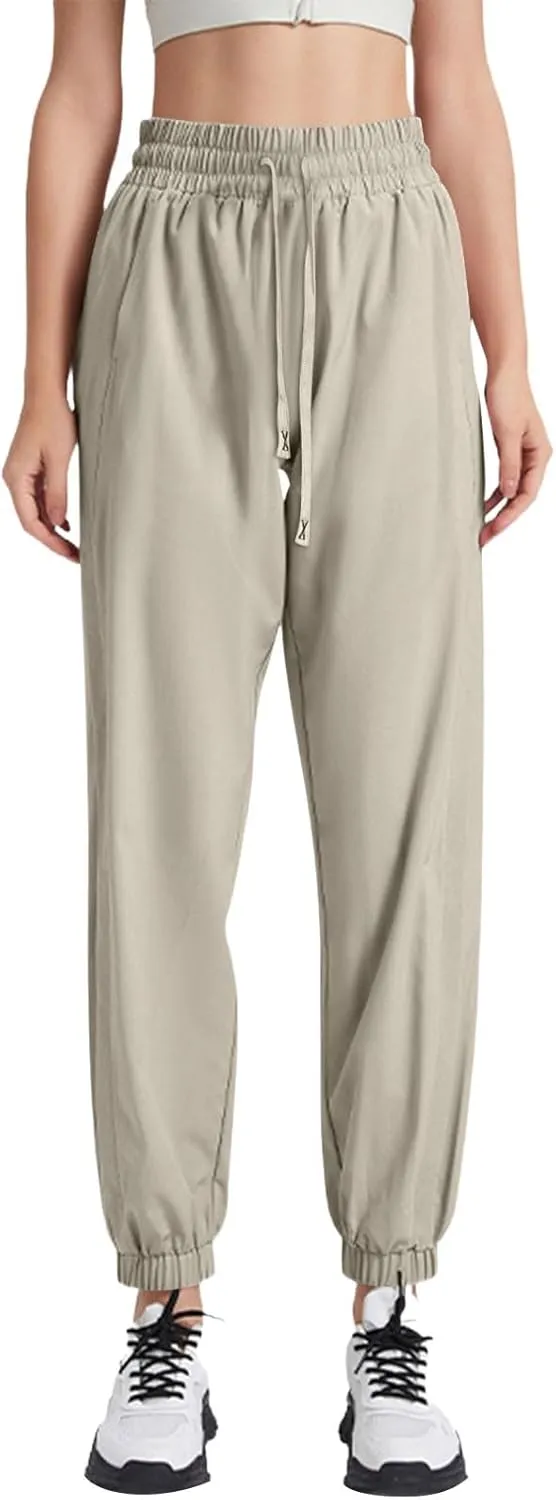 Sweatpants Women,Cargo Pants for Girls Dressy High Waisted Linen Cotton Palazzo Trousers Straight Leg