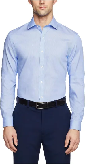 Tommy Hilfiger Mens Slim Fit Non Iron Stripe Dress Shirts, Mist, 16.5 Neck 36-37 Sleeve US