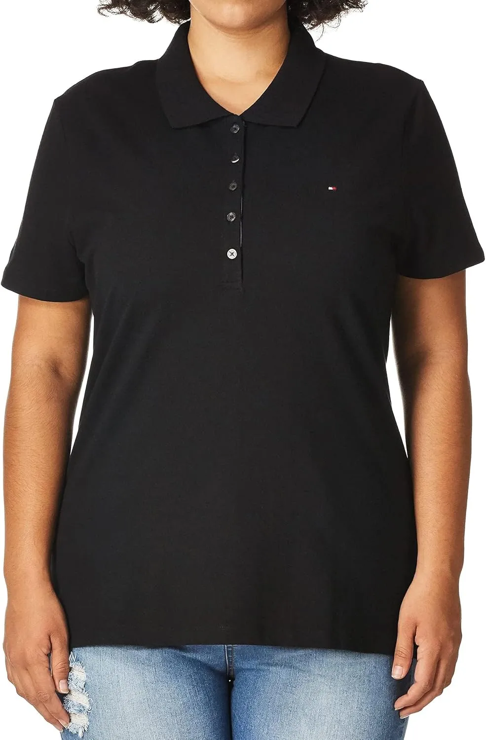 Tommy Hilfiger Women's Solid Short Sleeve Pique Polo Shirt