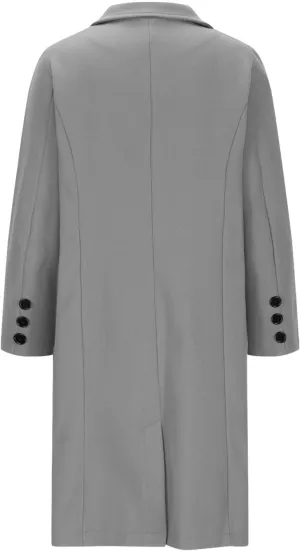 Trench Coat Women 2024 Elegant Lapel Button Down Blazer Casual Business Work Suit Jackets Long Windbreaker Pea Coat