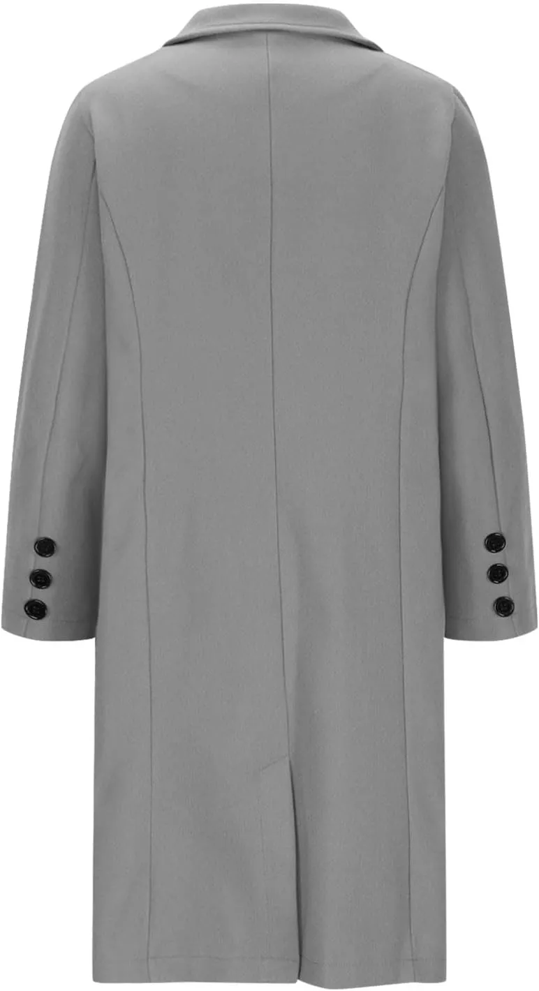 Trench Coat Women 2024 Elegant Lapel Button Down Blazer Casual Business Work Suit Jackets Long Windbreaker Pea Coat
