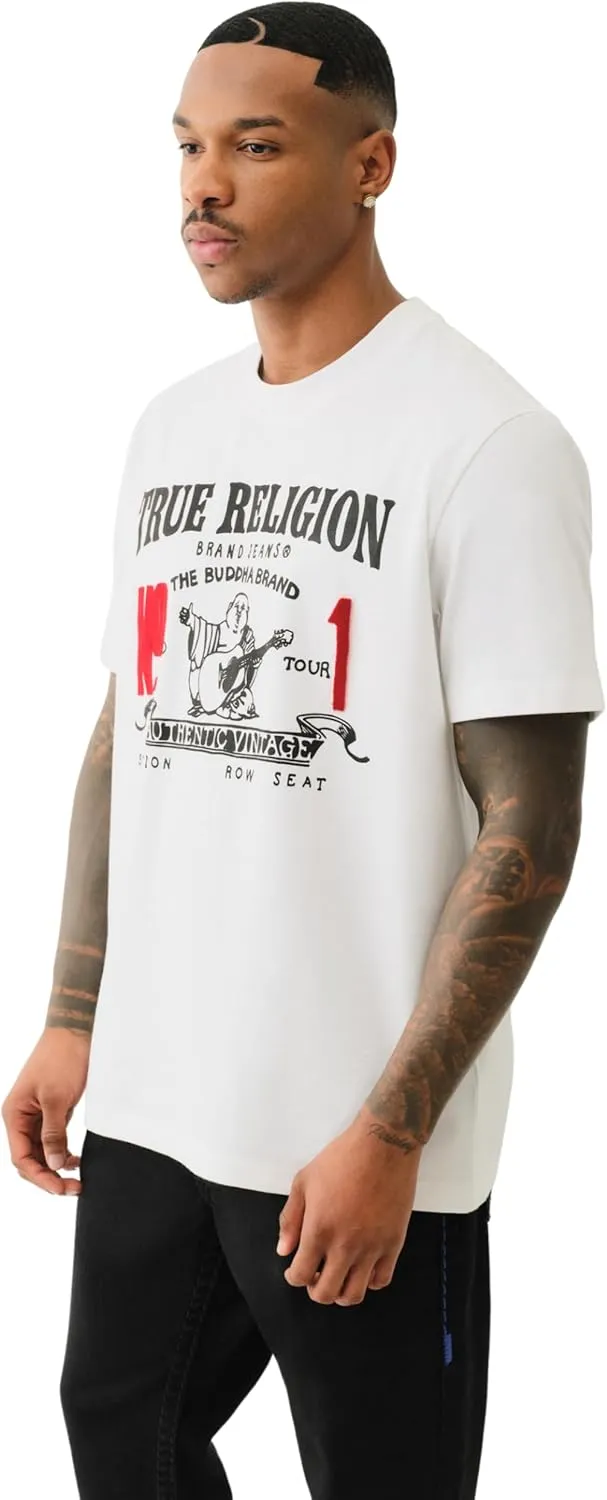 True Religion Men's Short Sleeve True Vintage No.1 Tee - Casual Graphic Crew Neck T-Shirt