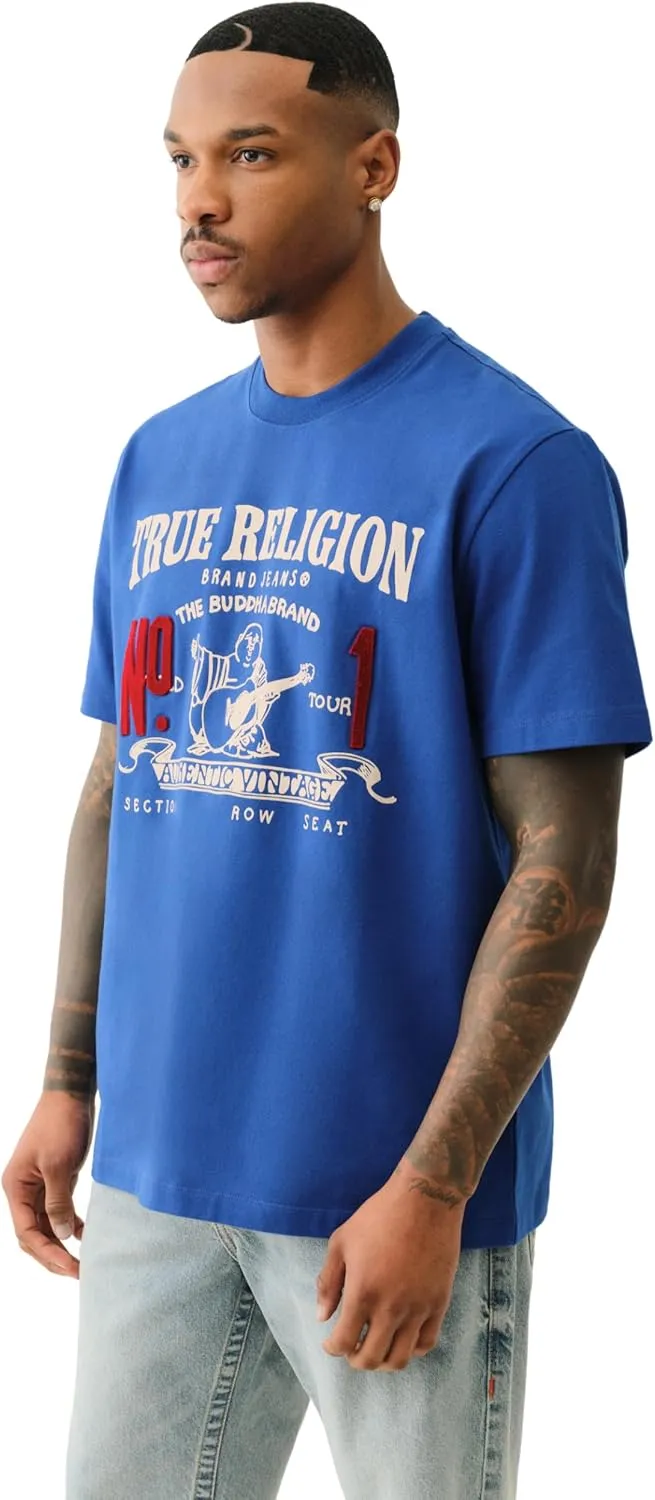 True Religion Men's Short Sleeve True Vintage No.1 Tee - Casual Graphic Crew Neck T-Shirt
