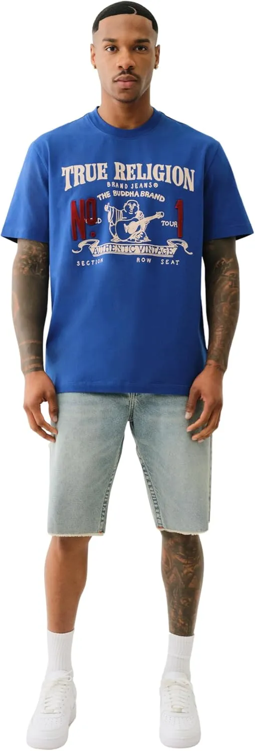 True Religion Men's Short Sleeve True Vintage No.1 Tee - Casual Graphic Crew Neck T-Shirt