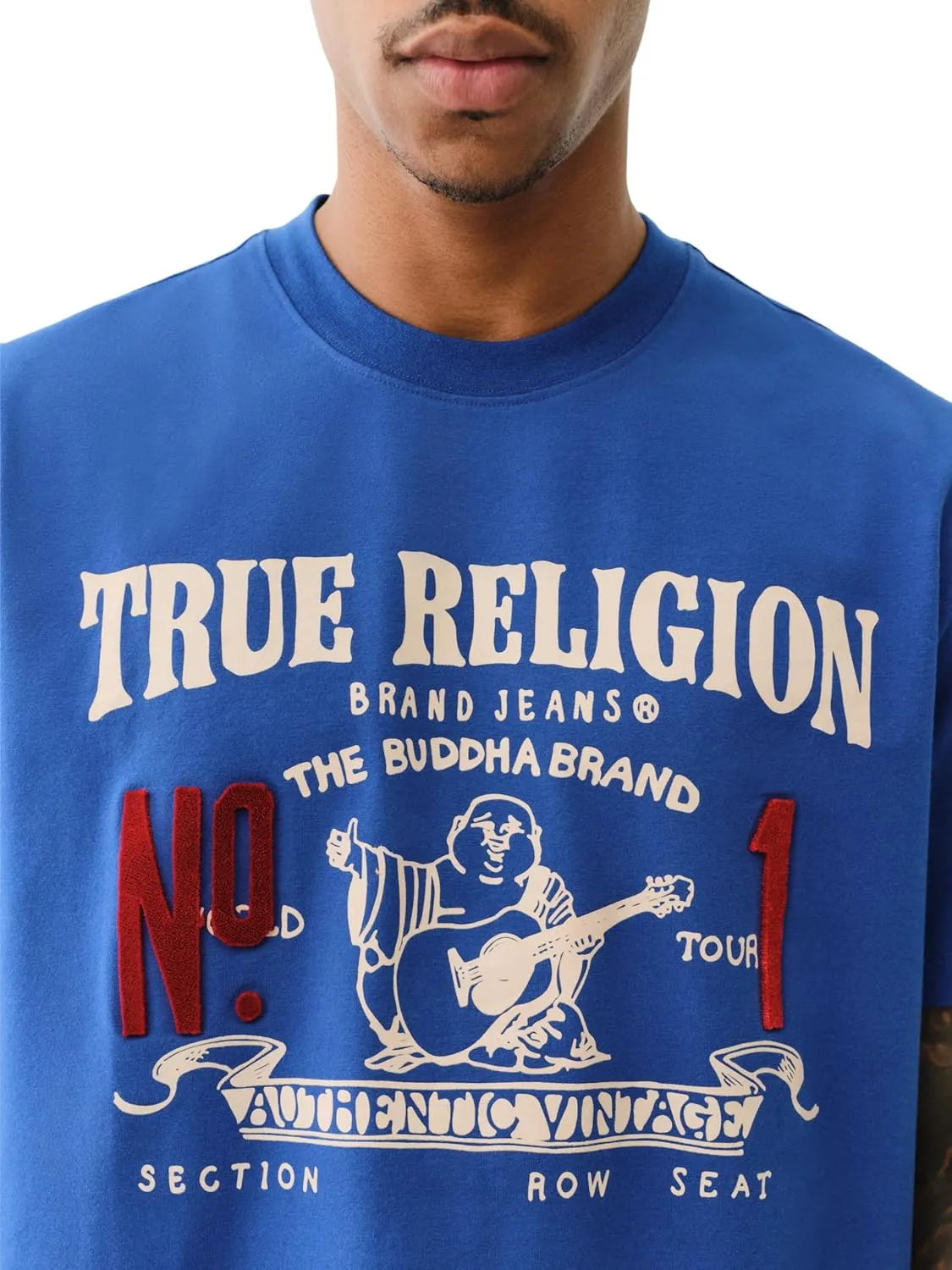 True Religion Men's Short Sleeve True Vintage No.1 Tee - Casual Graphic Crew Neck T-Shirt
