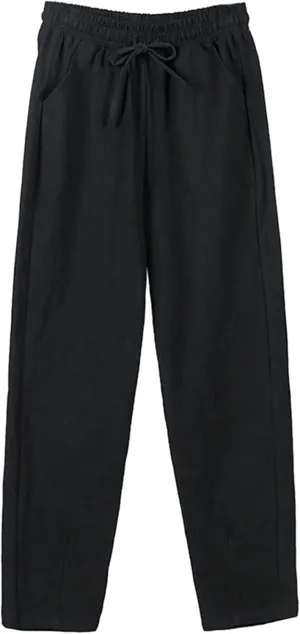 Try Before You Womens Clothing Loose Cotton Patchwork Wide Leg Pants Ladies Trousers Lightweight Linen Pants Women