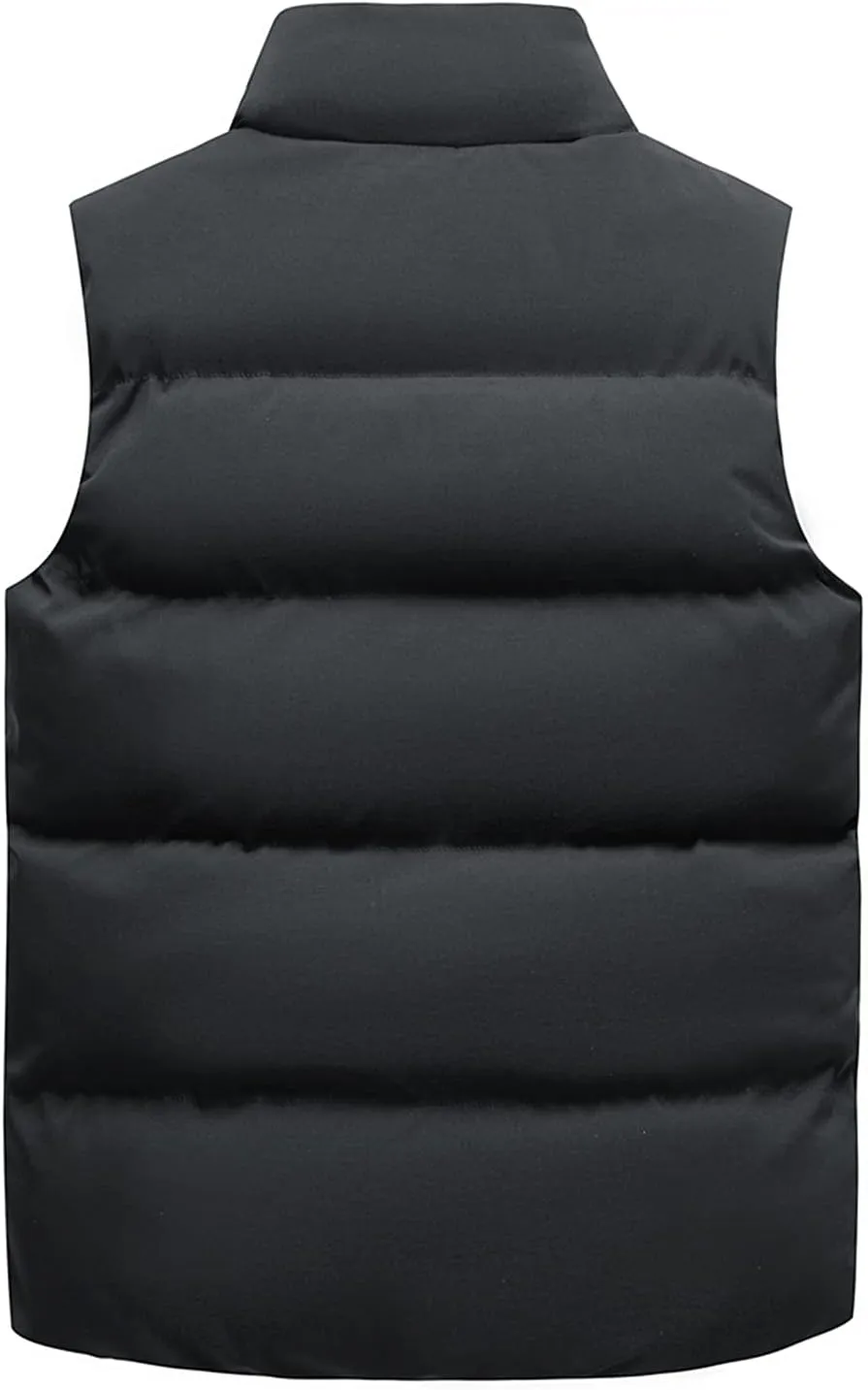 tuduoms Men's Cargo Vests Jacket Waterproof Puffer Jacket Quilted Gilets Cotton Padded Waistcoat Sleeveless Jacket Coat