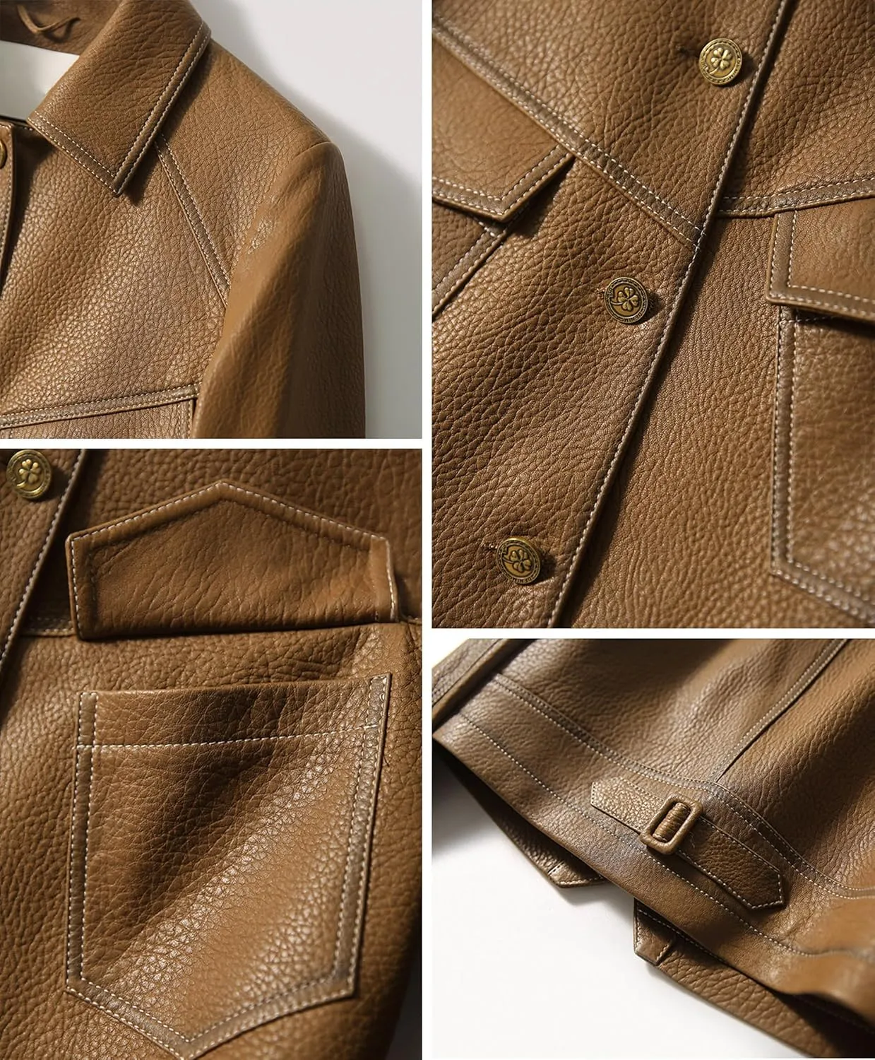 utcoco Women's Cropped Faux Leather Motorcycle Jacket 2024 Fall Fashion Button Up PU Coat Outerwear with Pockets