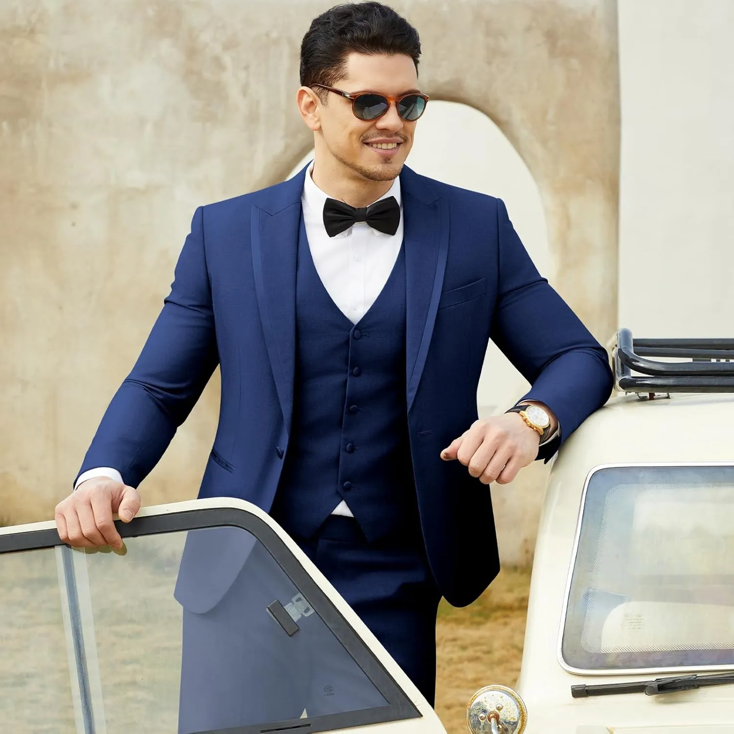 WEEN CHARM Men's 3 Piece Suit One Button Blazer Jacket Vest Pants Set Slim Fit Formal Wedding Business Suit Tuxedo Suit