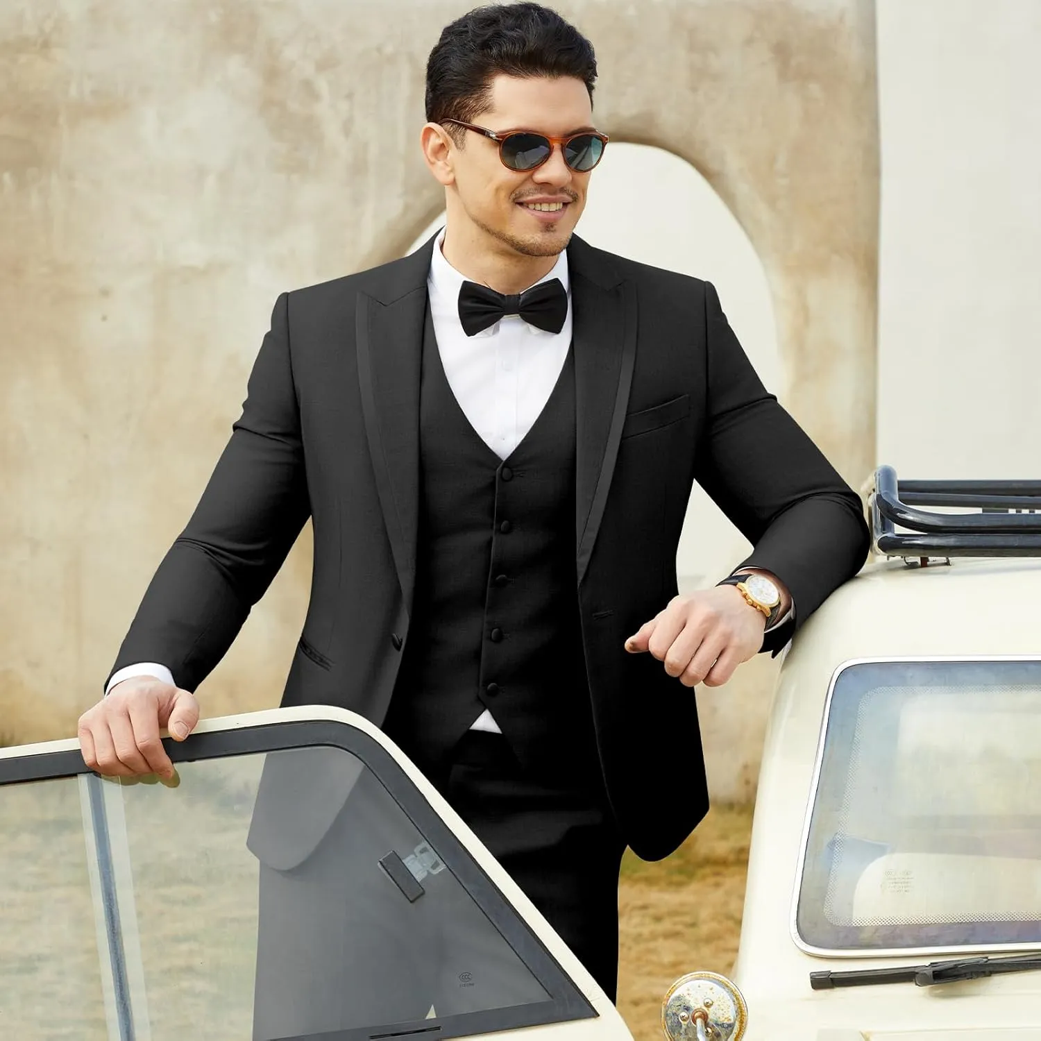 WEEN CHARM Men's 3 Piece Suit One Button Blazer Jacket Vest Pants Set Slim Fit Formal Wedding Business Suit Tuxedo Suit