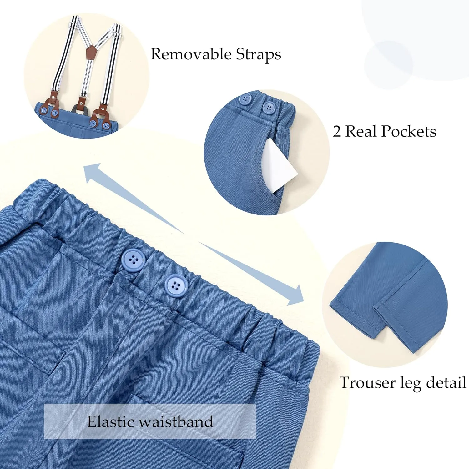 WESIDOM Toddler Boy Clothes Suit Formal Dress Shirt Bowtie Vest Boutonniere Suspender Pants Boys Gentleman Outfits Set
