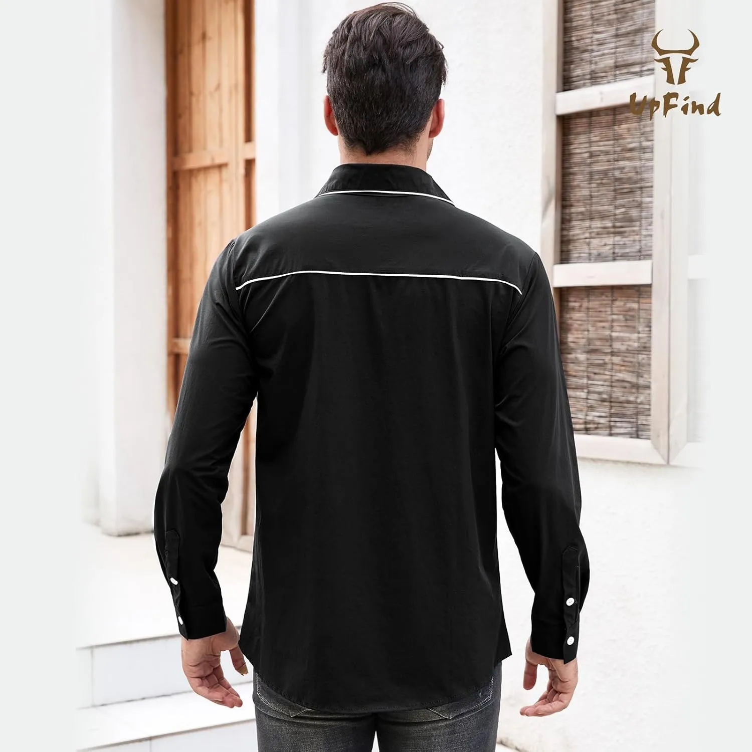 Western Shirts for Men Cowboy Shirts Long Sleeve Embroidered Country Shirt Slim Fit Button Down Shirt Casual Work