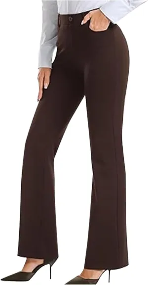 Wide Leg Casual Pants for Women High Waist Stretch Work Pants Classic Slim Fit Lightweight Dress Pants with Pockets