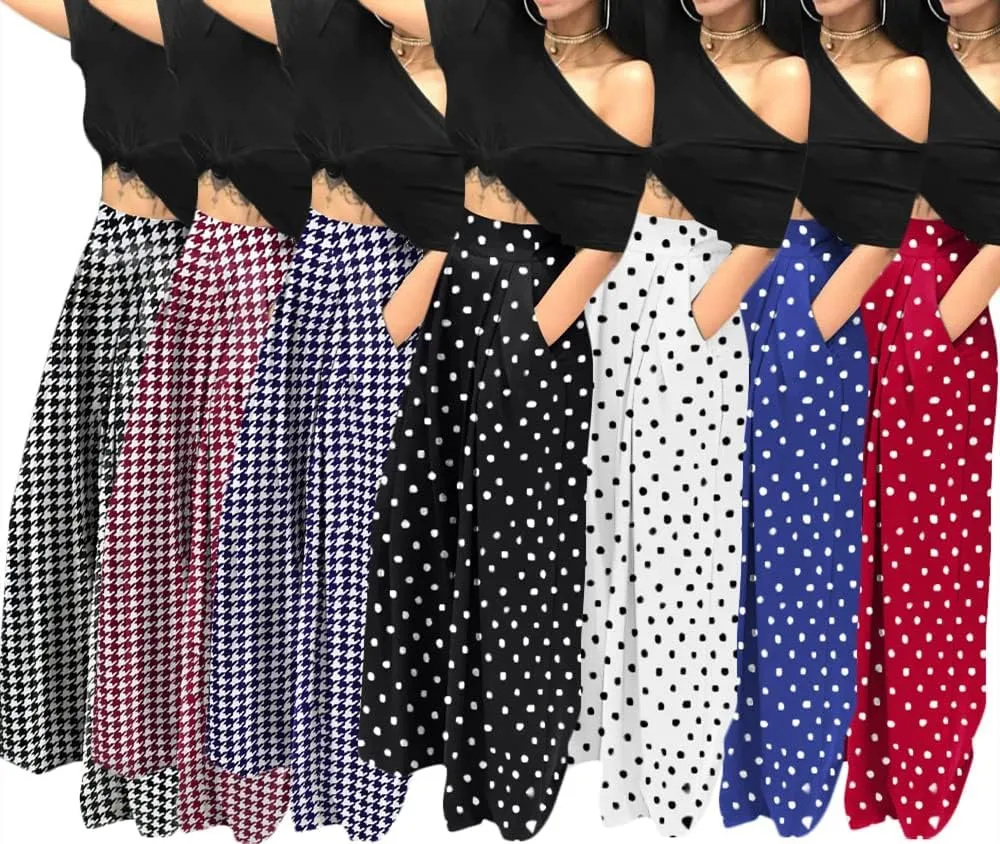 Wide Leg Palazzo Pants for Women, High Waist Business Casual Lounge Pants