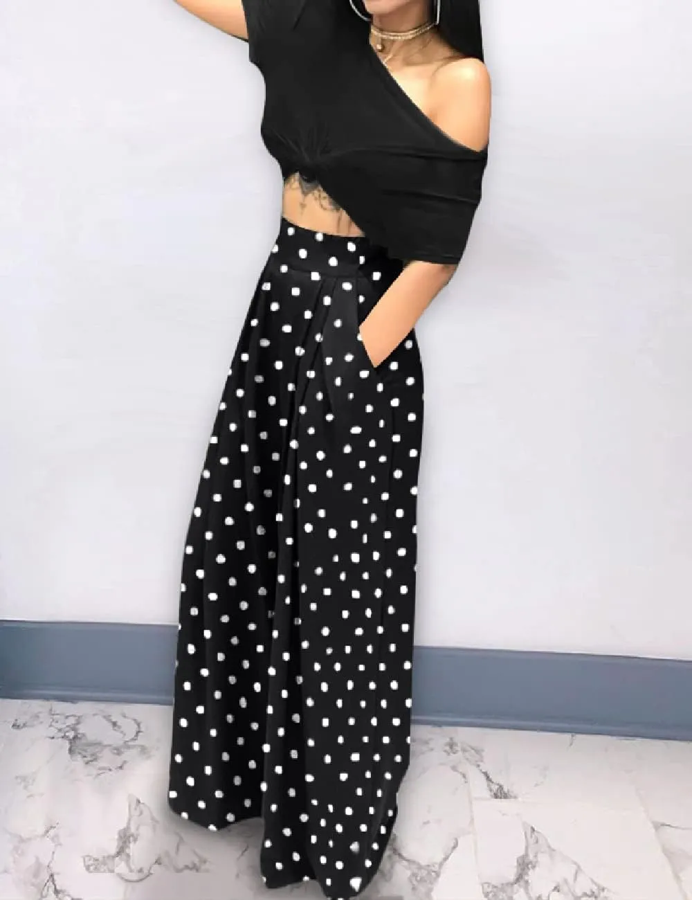 Wide Leg Palazzo Pants for Women, High Waist Business Casual Lounge Pants