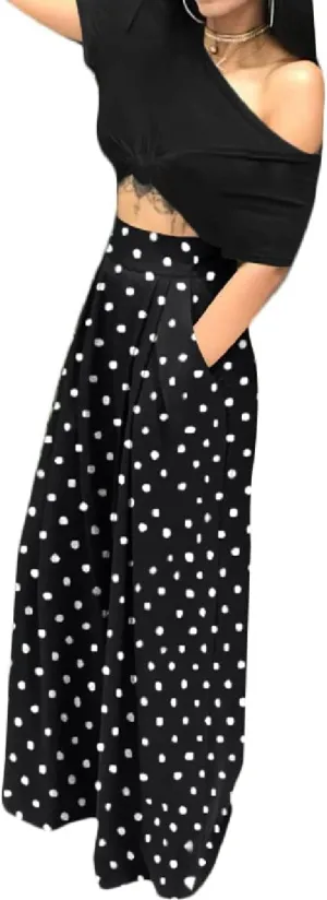 Wide Leg Palazzo Pants for Women, High Waist Business Casual Lounge Pants