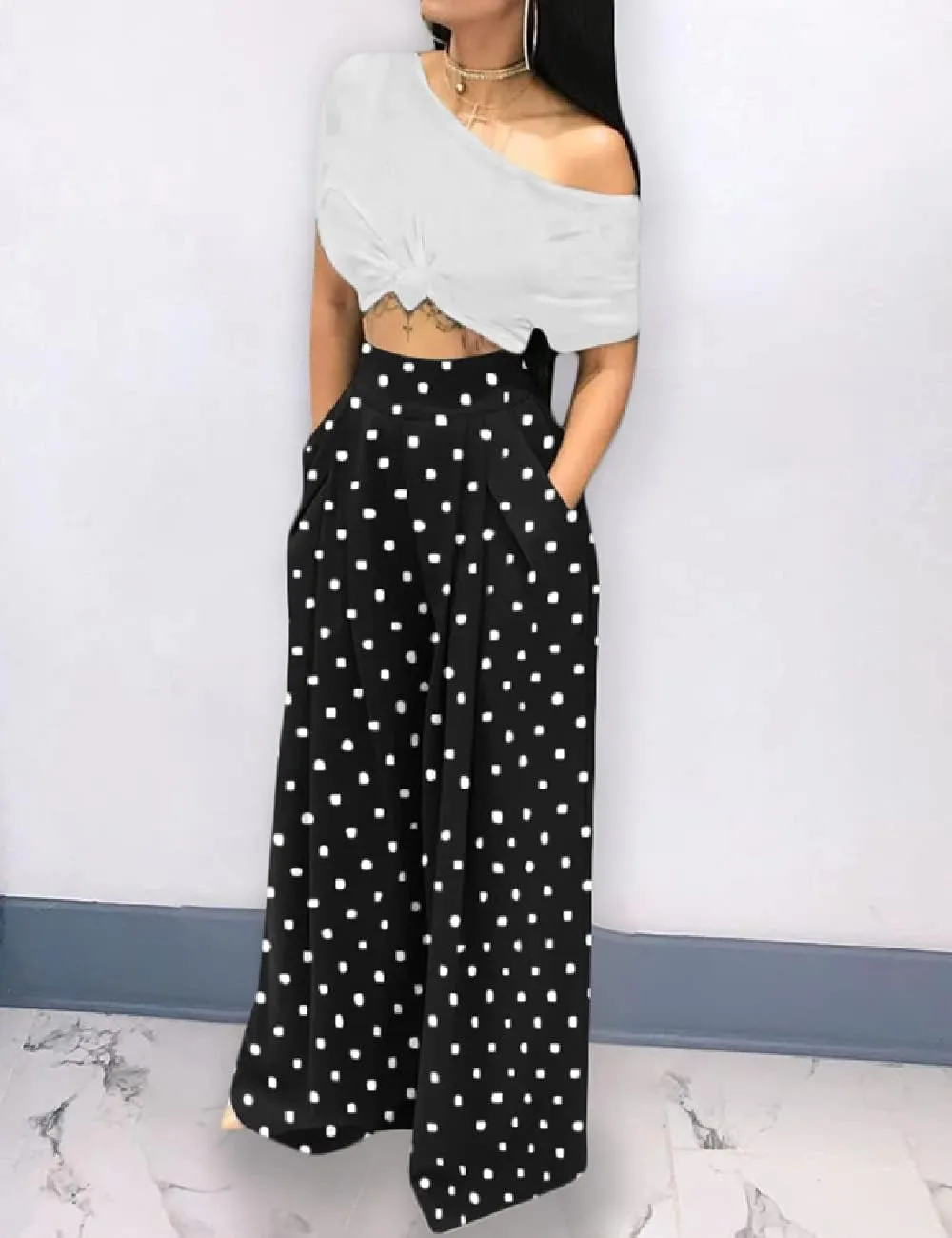 Wide Leg Palazzo Pants for Women, High Waist Business Casual Lounge Pants