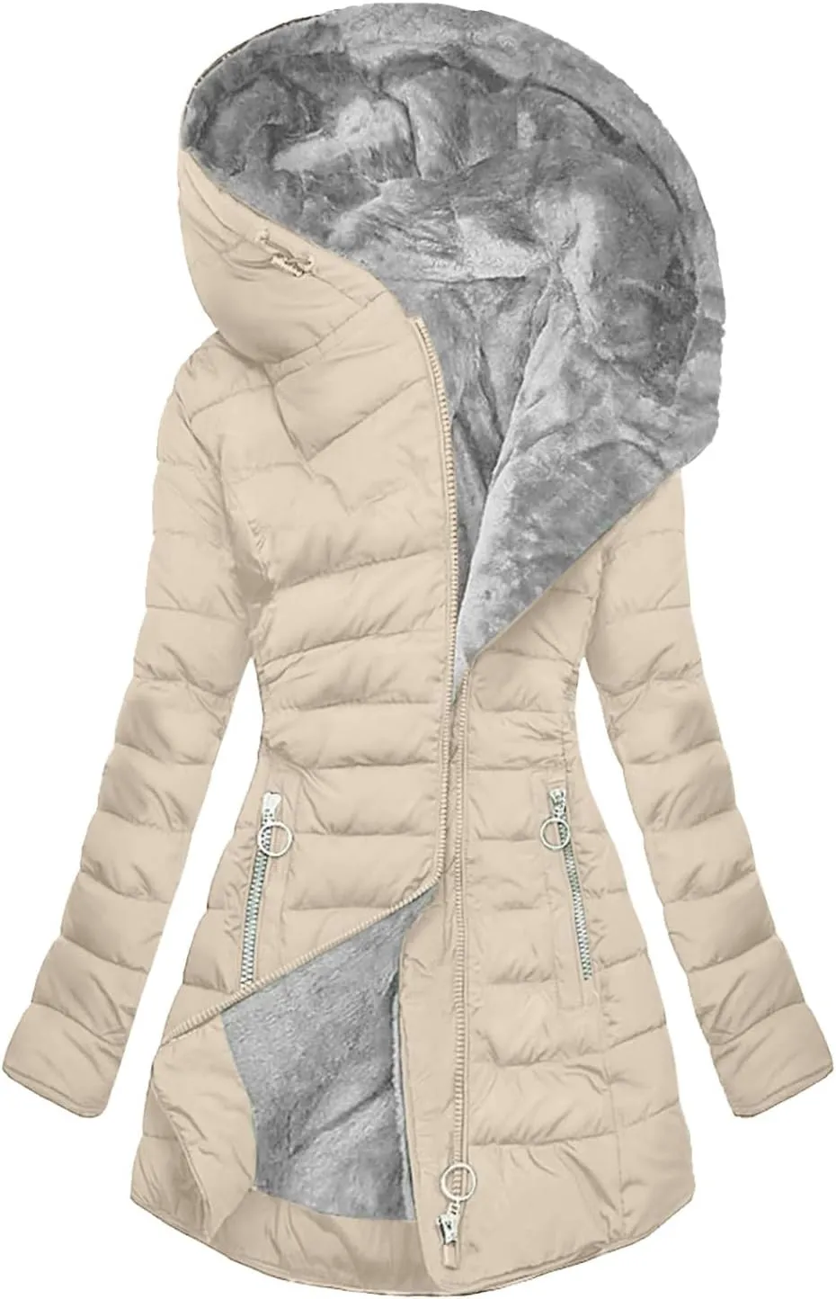 Winter Coats for Women 2024 Trendy Warm Sherpa Lined Fuzzy Fleece Jacket Zip Up Thickened Parka Coat With Plus Size