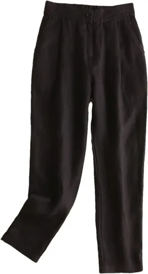 with Pocket Harem Pants for Women High Waist Slim Nine-Point Suit Pants Solid Office Pants