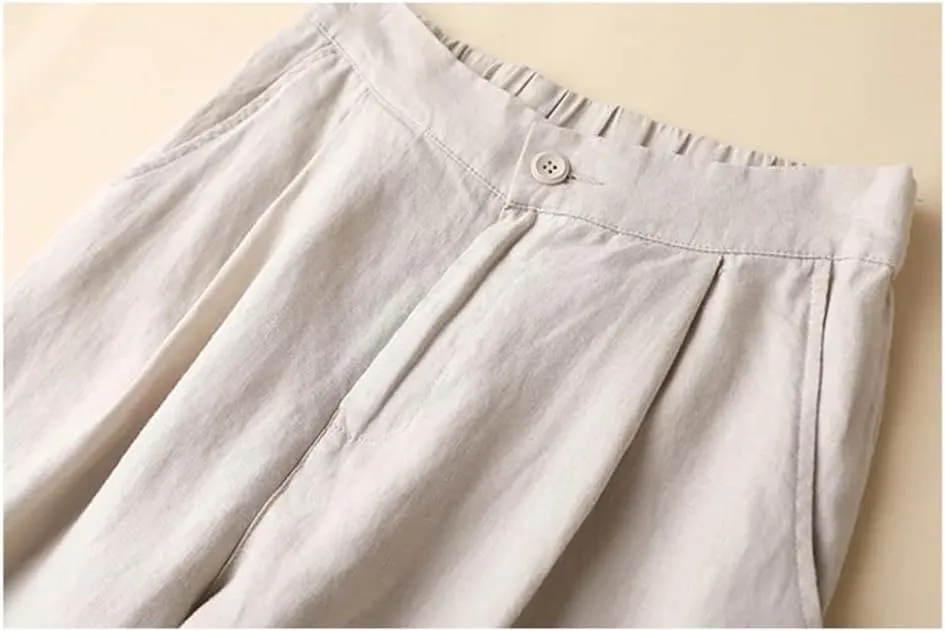 with Pocket Harem Pants for Women High Waist Slim Nine-Point Suit Pants Solid Office Pants