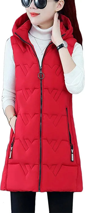 WIWIQS Women's Casual Sleeveless Warm Vest Lightweight Quilted Puffer Vest with Pockets