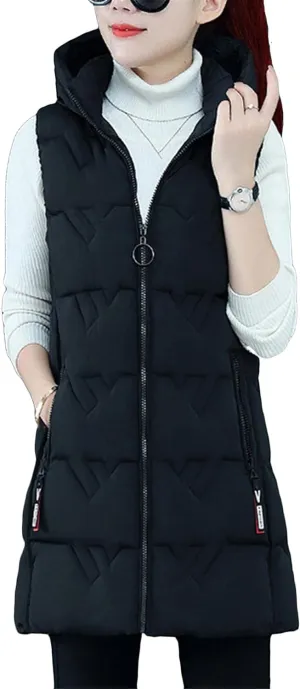 WIWIQS Women's Casual Sleeveless Warm Vest Lightweight Quilted Puffer Vest with Pockets