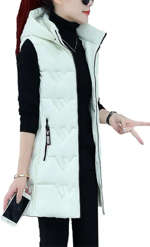 WIWIQS Women's Casual Sleeveless Warm Vest Lightweight Quilted Puffer Vest with Pockets