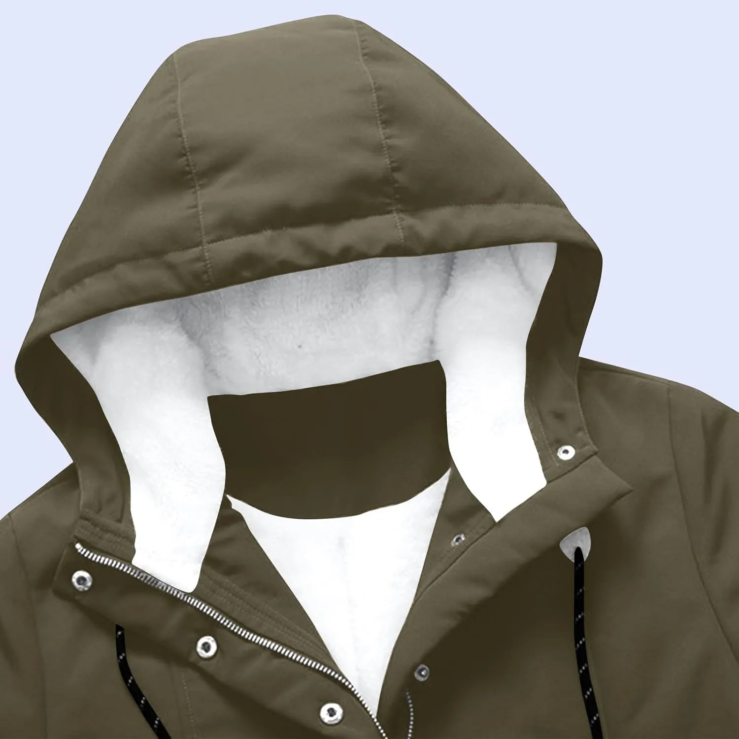 Women Faux Fur Hooded Parka Coats Winter Fleece Sherpa Lined Mid Length Jacket Winter Outwear Windproof Warm Jackets