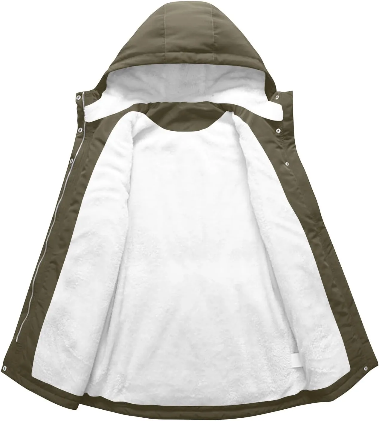 Women Faux Fur Hooded Parka Coats Winter Fleece Sherpa Lined Mid Length Jacket Winter Outwear Windproof Warm Jackets