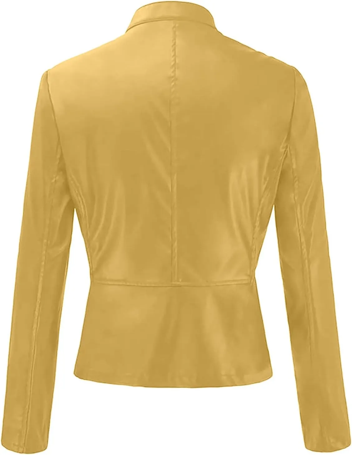Women Faux Leather Casual Jacket, Fall and Spring Fashion Motorcycle Bike Jacket Coat Zip Up Cardigan Outerwear