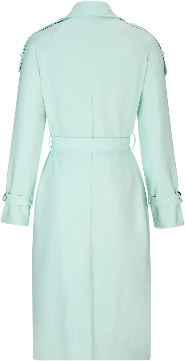 Women Notch Lapel Collar Trench Coats Open Front Cardigan Double Breasted Jacket Casual Long Peacoat 2022 Trendy Clothes