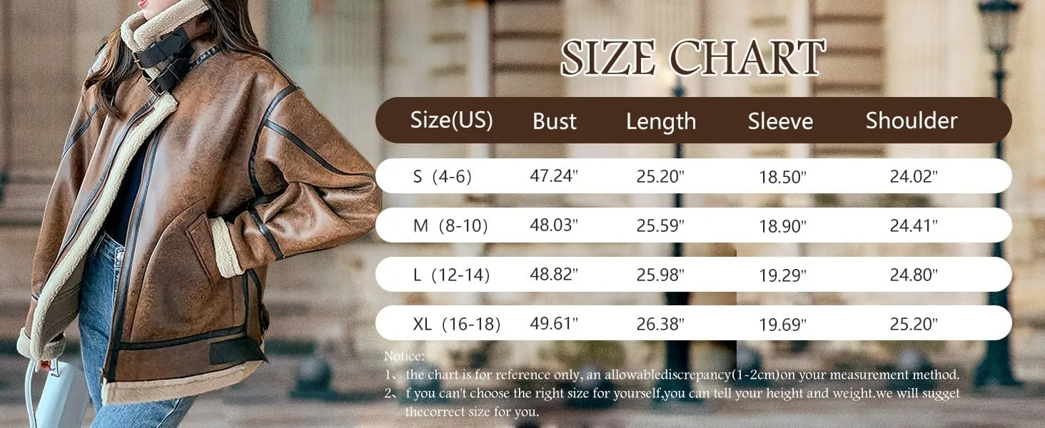 Women Oversized Faux Suede Moto Jacket Sherpa Fleece Lined Leather Jacket Aviator Shearling Fur Coat Overcoat