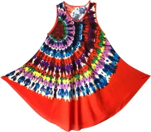 Women Tie Dye Boho Sundress Summer Caftan Tank Dress Beach Cover Up Dress One Size Fit for S/M/L