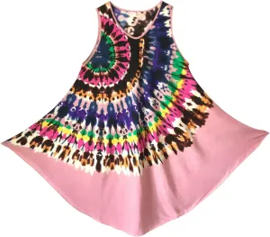 Women Tie Dye Boho Sundress Summer Caftan Tank Dress Beach Cover Up Dress One Size Fit for S/M/L