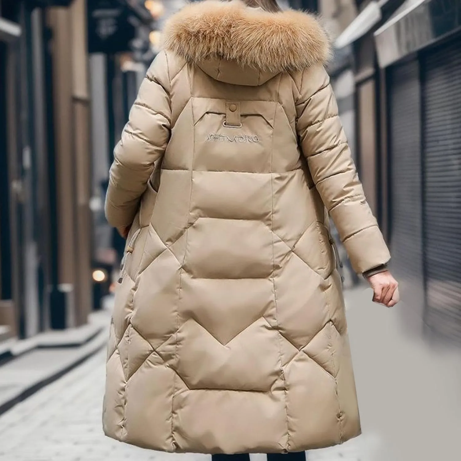 Women Warm Down Jacket With Fur Hood Long Puffer Coat Plus Size Praka Quilted Jacket Padded Winter Coats Outerwear 2023