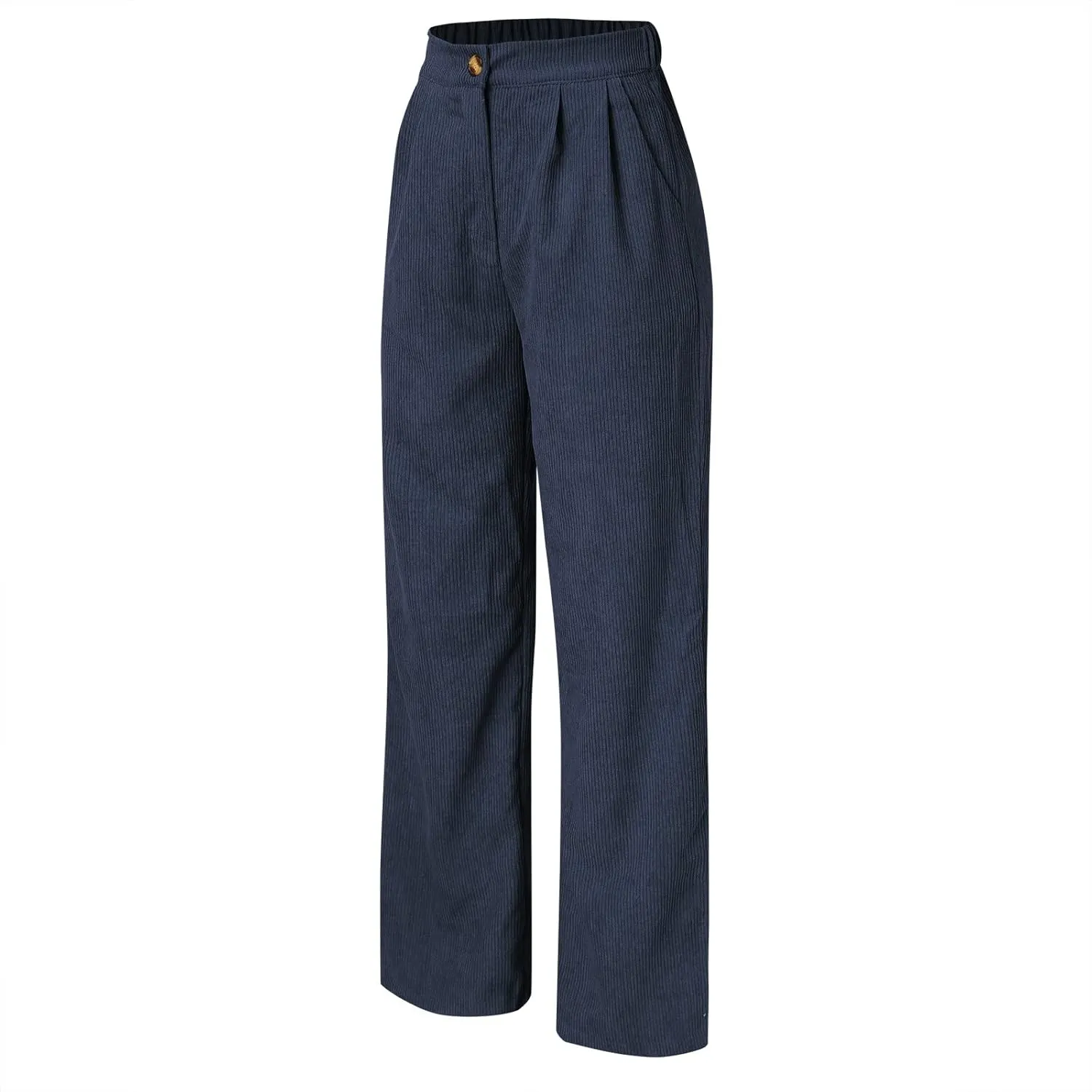 Women Wide Leg High Waist Linen Pants Back Elastic Waist Work Casual Trousers