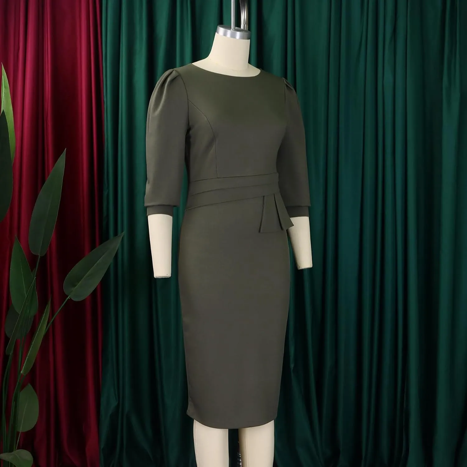 Women's 2024 Summer New Round Neck Pleated Temperament Fashionable Pencil Skirt